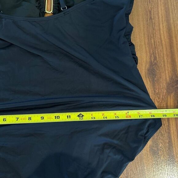 NWT Eomenie Black one piece, ruched swimsuit size 2xl with gold hardware - Picture 7 of 8